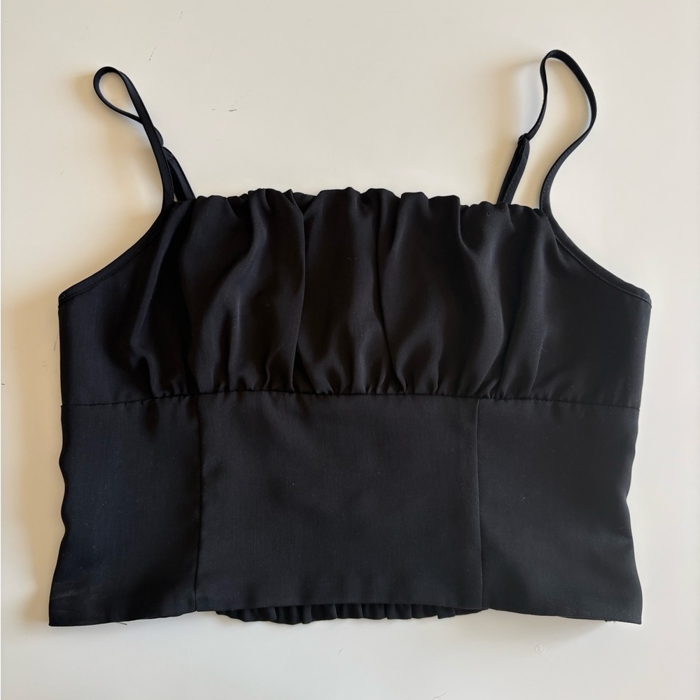 Dynamite Black Ruched Cami Crop Top/Going Out Top Size Small